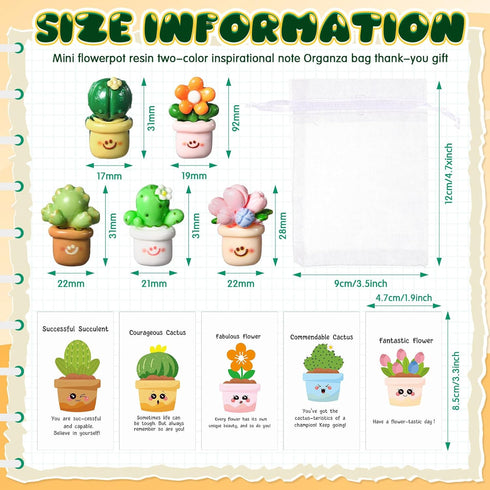 Commendable Favors(50 Set) Chunful Employee Appreciation Gift Bulk for Coworkers Resin Flower Pot Pun Inspirational
