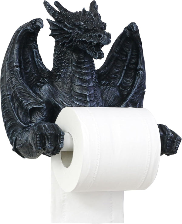 Funny Toilet Paper Roll Holder - Black Dragon Wall Mounted Paper Towel