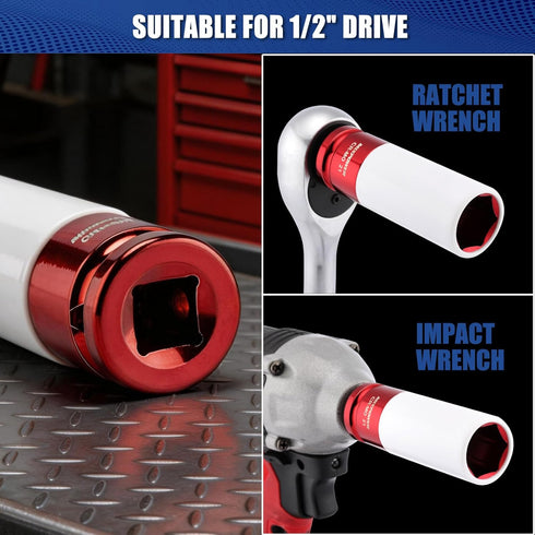 1/2" 7pcs Set, 6 17mm, 19mm, 21mm, 22mm, 23mm, 24mm,27mm MIXPOWER Drive Wheel Protector Impact Socket, Thin Wall Deep