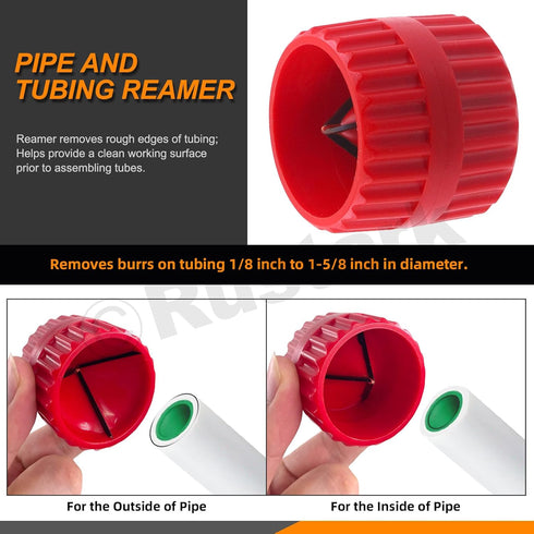 5Pcs Copper Pipe Cleaner Tube Reamer Cutter Set with 4 In 1 Brush, Reamer, Sanding Sponges, Tubing Cutter