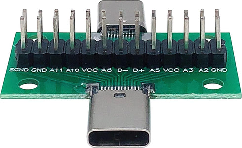 2 Pcs USB 3.1 Type-C Male to Female Test Board with PCB Board 24 Pins Double-Sided Socket for Data Transfer