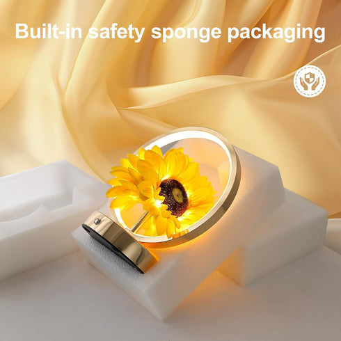 3 Dimmable Sunflower Birthday Gifts for Women Mom,Sunflowers Flower Touch Lamp,Rechargeable Cordless Way Small Night