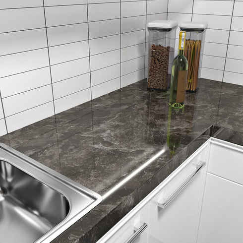 Black Marble Contact Paper, 15.7" x 78.7" Peel and Stick Waterproof Decorative Wallpaper for Countertops and Cabinets
