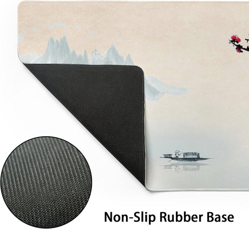 XXL Large Gaming Mouse Pad, Sakura Cherry Blossom Extended Desk Pad, Non-Slip Rubber Base 35.4x15.7in
