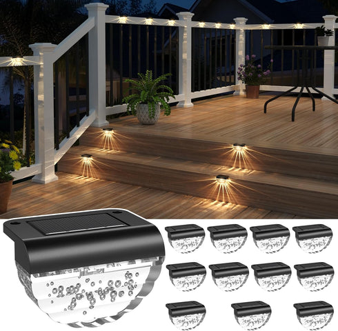 12 Pack Melunar Solar Deck Lights Outdoor, Solar Step Lights Waterproof for Outside, Yard, Patio, Garden, Pool