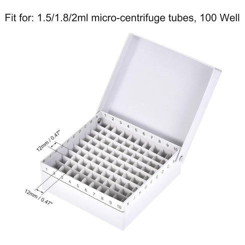 uxcell Centrifuge Tube Freezer Storage Box, 100-Well Waterproof Cardboard Holder for 1.5/1.8/2ml Micro Tubes