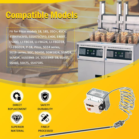 PP10084 High Limit Switch for Pitco Frying Equipment, Use for Electric or Gas Fryers, LCH Hi-Limit 450 °F