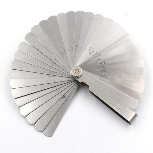 Stainless Steel Feeler Gauge Universal Standard SAE and Metric Offset Valve Thickness Gauge, 32-Piece Blade Tool