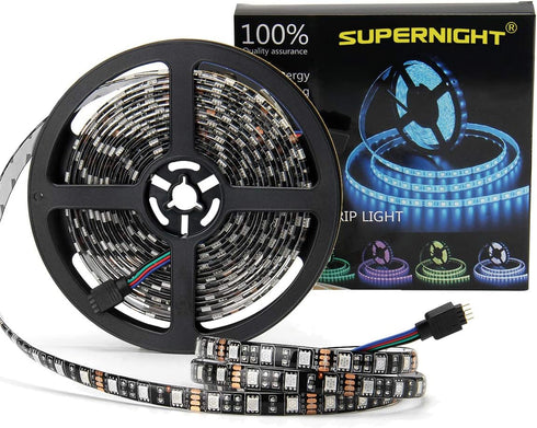 16.4FT 5M 5050 300LEDs SUPERNIGHT LED Strip Lights, SMD Waterproof RGB Color Changing Flexible LED Light Strip