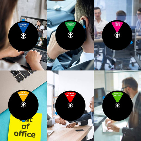 Privacy Door Sign, Black 6inch Do Not Disturb/Come in/Out of Office/Back Soon/Working Remotely Sign for Office
