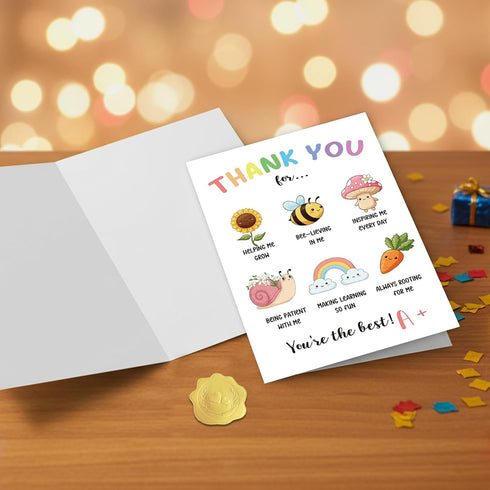 8 5.3 Inch Teacher Appreciation Card, Thank You Card for Teacher from Student, Cute End of School Year Gift