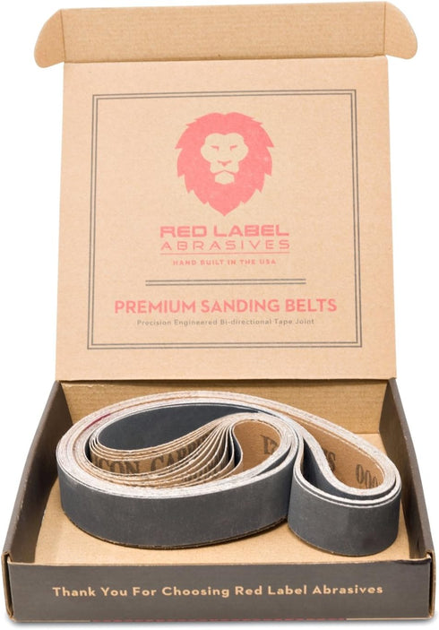 Red Label Abrasives 1 X 30 Inch 400 Grit Sanding Belts, Industrial Grade Silicon Carbide, 12 Pack
