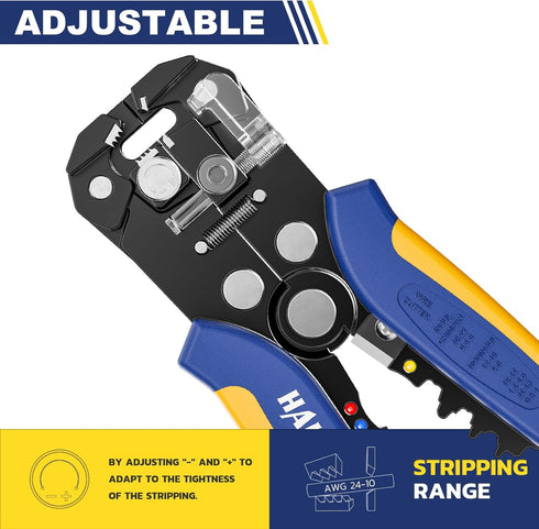 haisstronica Self-Adjusting Wire Stripper, 3 in 1 Heavy Duty Automatic Electrical Wire Strippers for 10-24 AWG