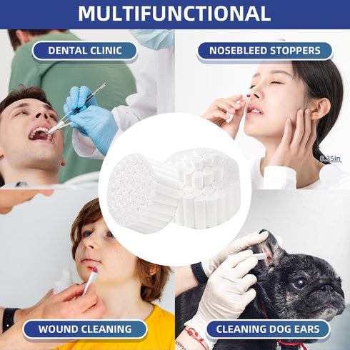 400 #2 1.5" PCS Dental Gauze Rolls Cottons Pads, Nosebleed Kit Accessories Medium Mouth Gauze Nose Plugs for Dental