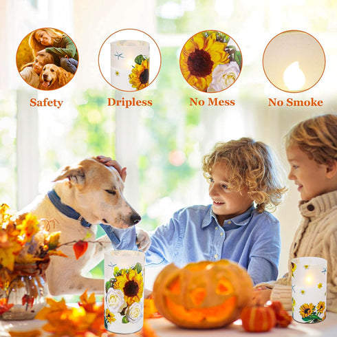 Sunflower Decor Flameless Candles Gifts for Women,Sunflower Candle Housewarming Gifts New Home Get Well Soon Gifts