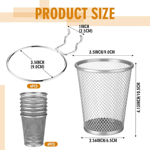Spakon 6 Sets Pegboard Cups with Ring Hooks, Metal Pencil Holder for Desk Classroom Office Garage Workshop