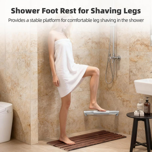 11.4 Inch Shower Foot Rest for Shaving Legs, Wall Mounted Corner Bathroom Shelf, Anti-Slip Stainless Steel Foot Ledge