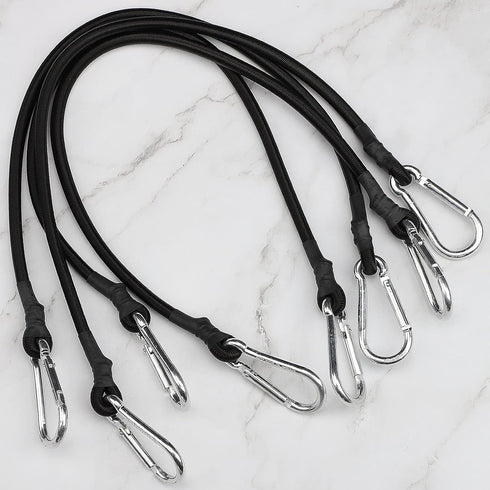 ZHOUBIN 24 Inch Black Bungee Cords - 4 Pcs with Carabiner Hooks for Secure Tie Downs