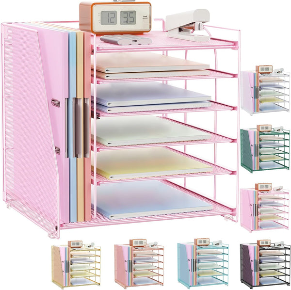 gianotter Desk Organizers and Accessories - 6-Tier Paper Organizer with Magazine Rack, File Organizer for Desk, Office