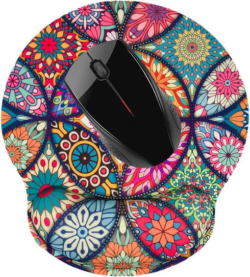 Memory Foam Wrist Support Mouse Pad, Comfortable Padded Wrist Mousepads 9in X10in for Desktop Notebook (Mandala