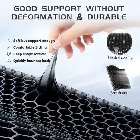 Helishy 20x20x1.9inch Gel Seat Cushion, Jumbo&Thick Gel Cushion Chair Pads with Non-Slip Cover for Home Office Car Seat