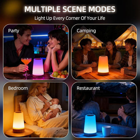 ZWOTNDT Dimmable 13 5 Night Light, Touch Lamp and Remote Control, RGB Colors & Brightness, Rechargeable Bedside Table