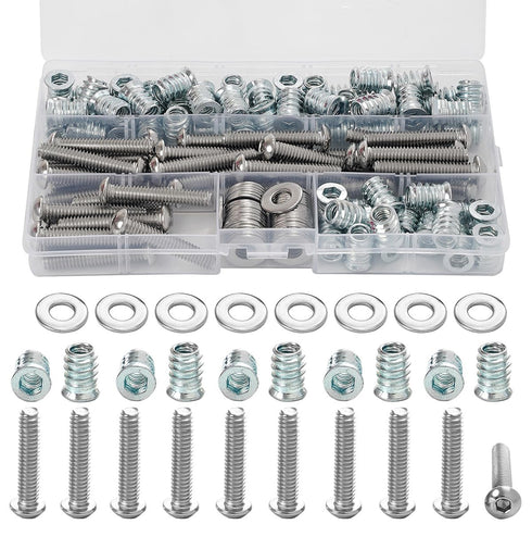 5/16-18 Threaded Inserts for Wood with Bolts, Fully Threaded Button Head Hex Socket Screws 5/16-18 x 1-1/4" 40-Set