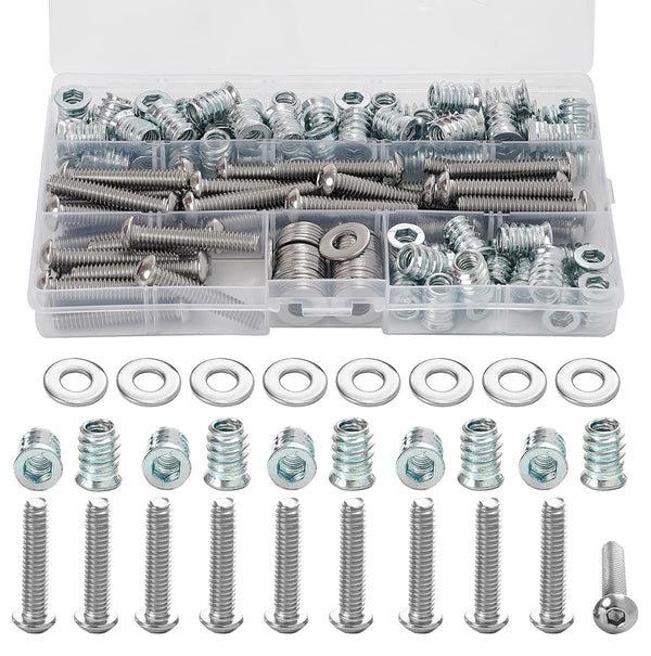 5/16-18 Threaded Inserts for Wood with Bolts, Fully Threaded Button Head Hex Socket Screws 5/16-18 x 1-1/4" 40-Set