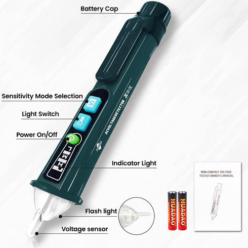 Voltage Tester, X-XIANQI Non Contact Voltage Tester Detector, Electric Tester Pen, Electricity Tester Dual Range 12V-1000V/48V-1000V, Live Wire Tester with LED Flashlight, Buzzer(2 Pack Full Green)
