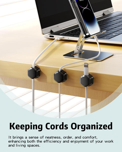 Cuworlis 8 Pack Magnetic Cable Clips Cord Organizer-Adhesive Wire Holder, Under Desk Cord Holder Keeper for Home Office
