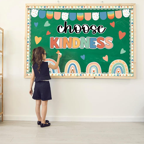 Choose Kindness Bulletin Board Decoration, Rainbow Set with Positive Classroom School Supplies