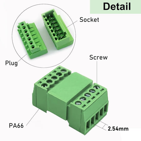 10 Set 3 Pin 2.54MM Pitch Screw Terminal Block Connector - Pluggable Quick Connector for 28-16AWG