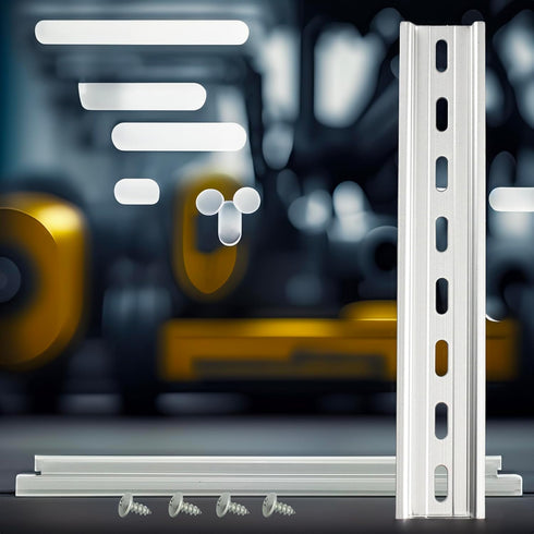 2 Pieces DIN Rail Slotted Aluminum, 8" Long x 35mm Wide with 4 #10 Stainless Steel Screws for Mounting