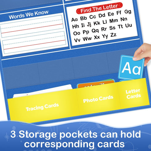 Torlam Alphabet Learning Pocket Chart Alphabet Wall Chart ABC Flash Cards Learning Games, Handwriting Practice Letter