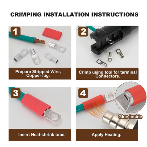 Thick Marine Grade Copper Electric Wire Lugs, 20Pcs Tinned Copper Gauge 8Awg-5/16" Ring Battery Cable Connectors