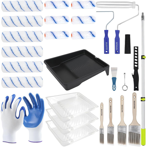 BHLUUIYER Paint Roller Kit with 2 to 4 FT Extension Pole for House