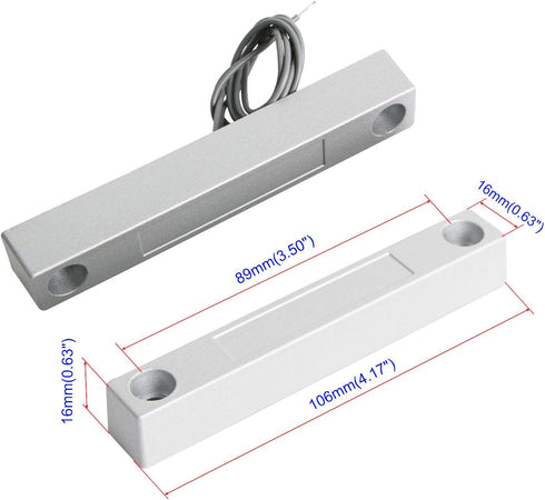 Aoje-Link MC-58 NC Wired Magnetic Switch Door Window Reed Switch Micro Alarm Magnetic Contact Security (Silver Gray,