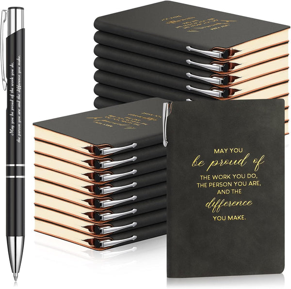 Colarr 20 Sets Employee Appreciation Gifts, Inspirational A6 PU Leather Journal with Motivational Pens for Office Gift