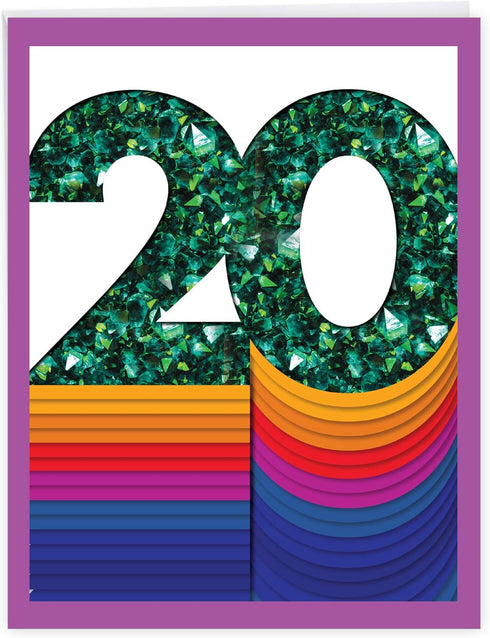 The Best Card Company Jumbo for 20th Milestone Anniversary, 8.5 x 11, Big 20 Years of Marriage