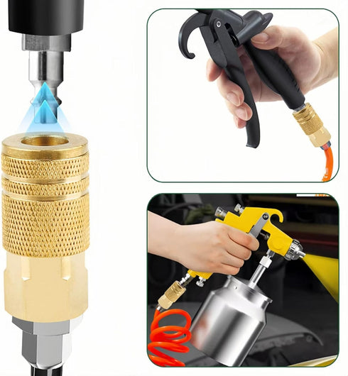 Yolass 1/4” NPT Air Hose Fittings, 10 Quick-link Air Hoses with 1/4" Brass Couplers for Professional Use