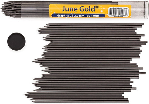 June Gold 4 Pro 2.0 mm Mechanical Pencils, 36 Colored Refills, 36 2B & 36 4B Refills, 2 Sharpeners