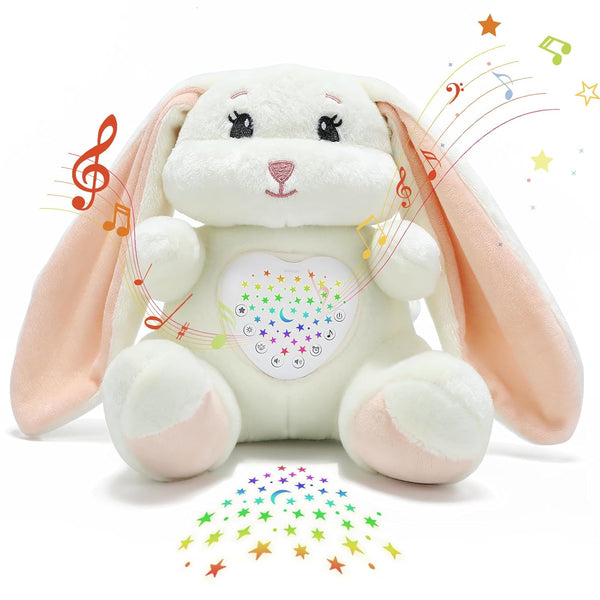 Baby Sleep Soother Bedtime Bunny Toy with Cry Sensor, Moms Heartbeat Lullabies
