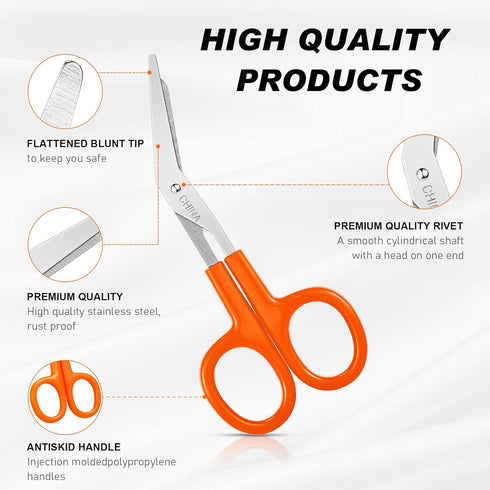 Tarpop 48 4.8 Inches, 5 Pcs Gauze Scissors for Nurses Medical Small Bandage Scissors Bulk Heavy Duty Safety Mini Gifts