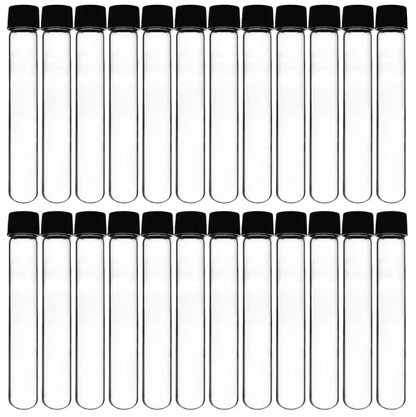 EISCO 24PK Test Tubes, 50ml with Bakelite Screw Cap, Rubber Liner, Borosilicate Glass, Leak Proof, Round Bottom