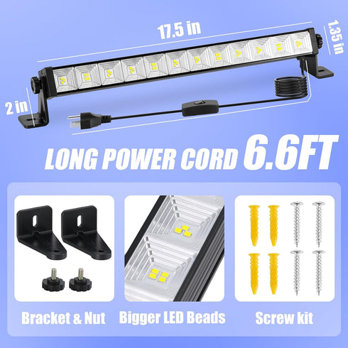 40W 4800LM 6500K 6.6ft Installation(1 Pack) Super Bright LED Work Light - Cool White, Extra Long Cord, Plug-in Shop