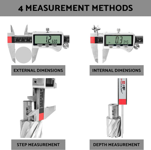 Digital Caliper Measuring Tool, 6 Inch with Extra Large LCD Screen, Vernier Caliper, Measures Inch/Metric/Fraction