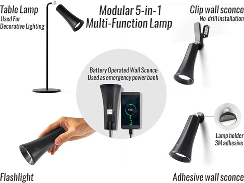 Dimmable Cordless Battery Wall Sconce-No Drill Installation,Rechargeable LED Wall Lamp for Bedroom,Bed