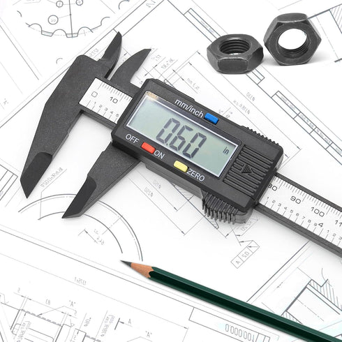 Electronic Digital Caliper, Plastic Vernier Measuring Tool with Extra Large LCD Screen, 0-6 Inch/150 mm
