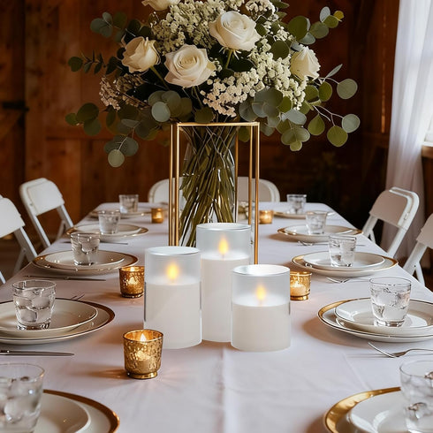 Set 3, Homemory Flameless Candles of White Acrylic LED Candles Upgraded Realistic Battery Operated Flames with Remote