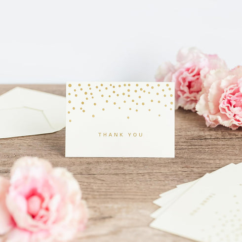 50 3.5" 5", PCS Thank You Cards with Gold Foil Dots, x Thank You Notes, Ivory Cards With Envelopes for Wedding